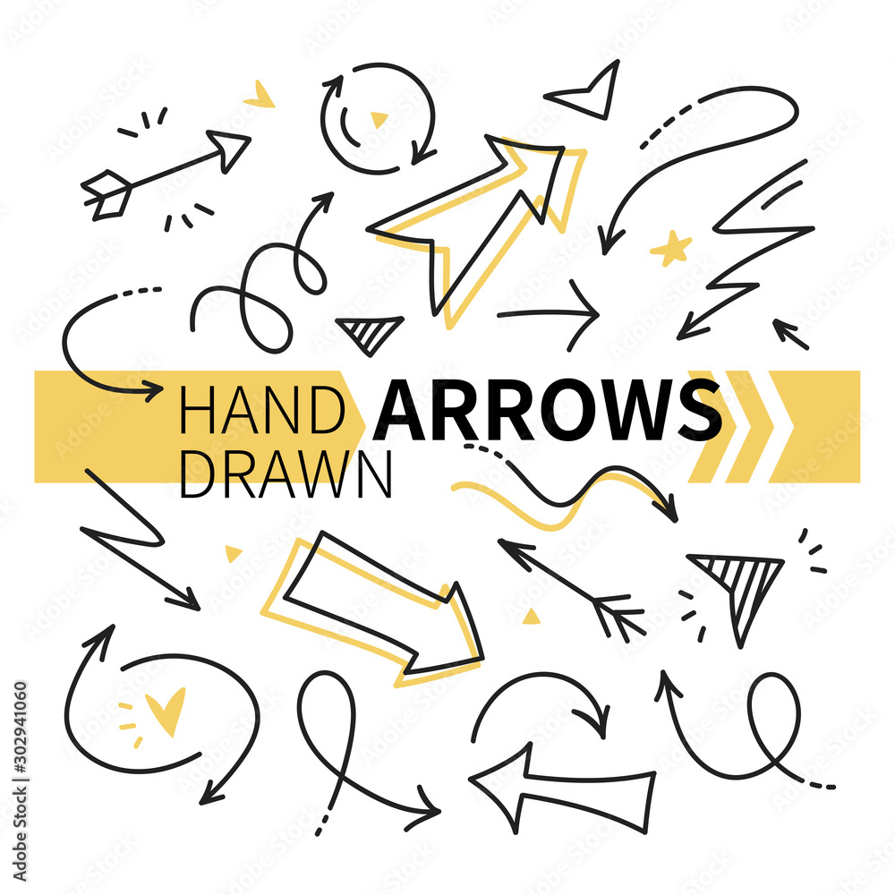 Poster hand drawn arrows collection - set of navigational web elements
