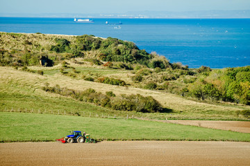 farmer doing the planting in his fields in autumn