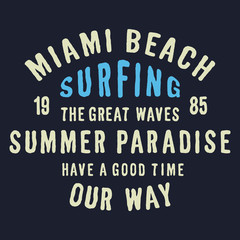 Surfing Theme. Vintage Design for T Shirt. Print, Logo, Poster. Vector Illustration.