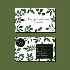 Business card template with flowers in watercolor