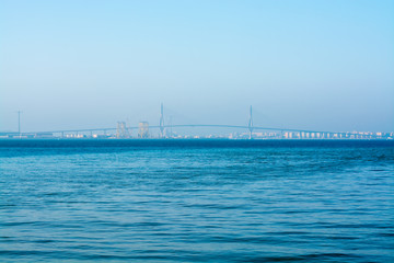 Transportanion in Spain, bridge across Bay of Cadiz, linking Cadiz with Puerto Real in mainland Spain