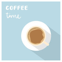 Coffee time hand lettering with cup of coffee
