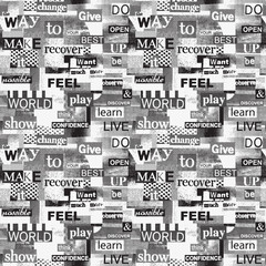 Grunge vector pattern with motivational text.