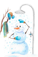 Snowman in snow shower