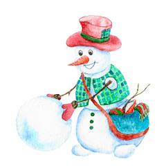 Snowman sculpts friend