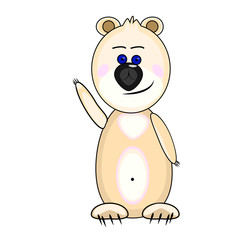 Bear isolated on white background. Cartoon Teddy bear flat style design. Simple white polar bear character. For invitation, printable, greeting card, sticker, kids book, logo. Vector illustration