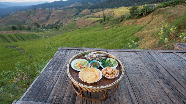 Terraced rice fields at Chiangmai Province in thailand.