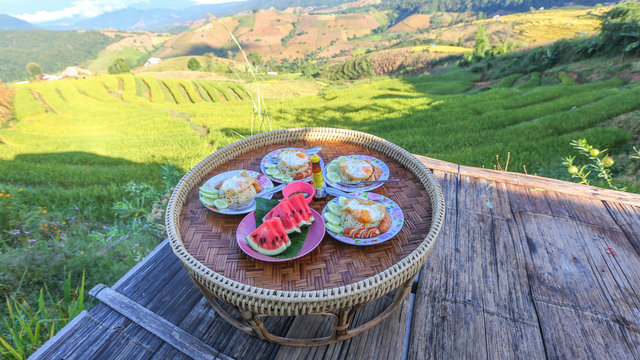 Terraced rice fields at Chiangmai Province in thailand.