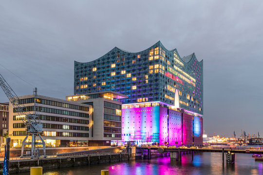 view to harbor of Hamburg and famous Elb Philharmony