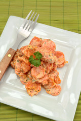 carrot with fresh cream on a plate