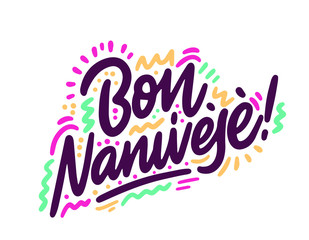 Beautiful greeting card scratched calligraphy text word in Antillean creole - Happy Birthday. Hand drawn invitation T-shirt print design. Handwritten modern brush lettering white background isolated v