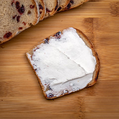 A slices of bread with white cheese