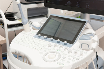 Ultrasound deveice in clinic. Medical equipment