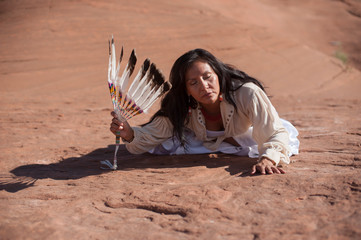 Modern traditional Navajo woman in New Mexico. 