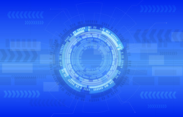 Technology circle gear connect with microchip and server. concept future information digital abstract blue background vector illustration
