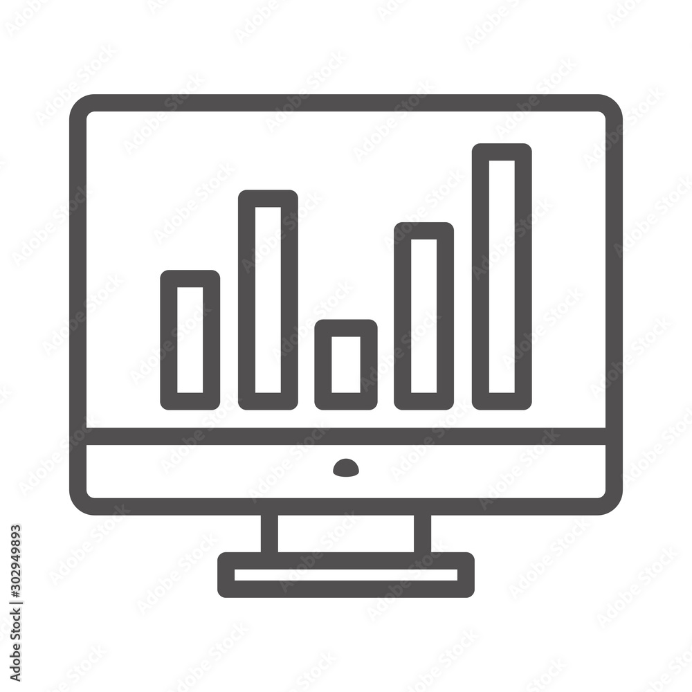Poster online graph vector illustration. quality design element line icon.