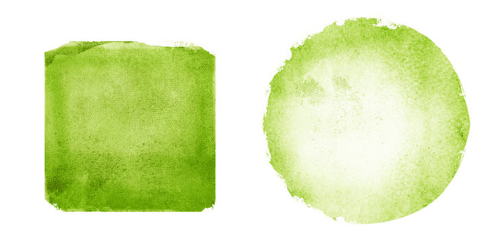 Two Watercolor Circle And Square On White As Background