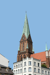 Historic Old Town of Schwerin with Schweriner Dom and New Building (Neues Gebäude), Mecklenburg-Vorpommern, Germany