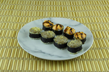 Baked rolls with salmon sauce