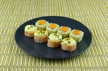 Baked rolls with salmon sauce