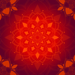 Mandala pattern on red background