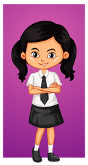 Happy girl in school uniform