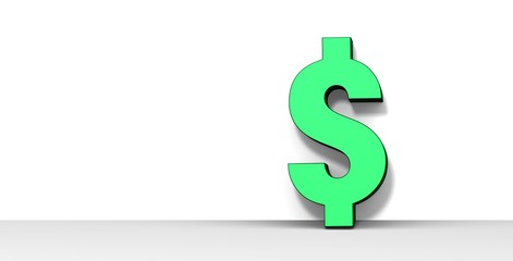 dolalr sign green 3d render symbol