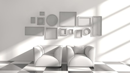 3D illustration of interior design