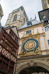 the famous Gros Horloge or Great Clock astronomical clock in Rouen in Normandy