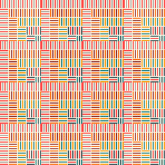 Abstract checkered geometric seamless pattern. Striped square mosaic, tile background, wrapping paper. Vector illustration.      