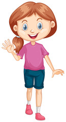 One happy girl in pink shirt