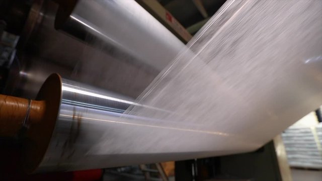 Nonwoven fabric production, polyester production in a modern factory. Nonwoven fabrication process