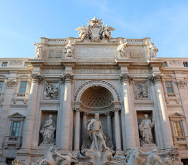 statue of the god Neptune of the Trevi fountain in Rome