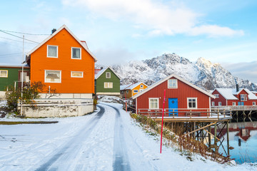traditional waterfron cottages lofoten islands, norway