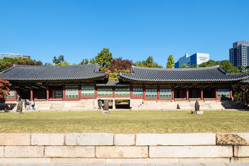 Fototapeta na wymiar green lawn in Deoksugung (Deoksu Palace) in Seoul