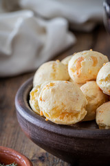 Chipa is a brazilian snack cheese bread, pao de queijo.