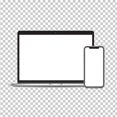Smartphone and laptop mockup background png  isolated on background.