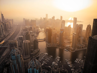 Dubai, Dubai / United Arab Emirates / 10 19 2019: Dubai Marina Sunset