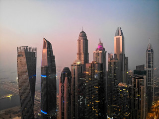 Fototapeta na wymiar Dubai, Dubai / United Arab Emirates / 10 19 2019: Dubai Marina Towers