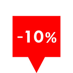 Sale - minus 10 percent - red tag isolated - vector