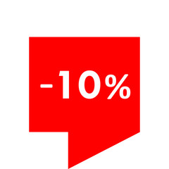 Sale - minus 10 percent - red tag isolated - vector