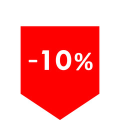 Sale - minus 10 percent - red tag isolated - vector