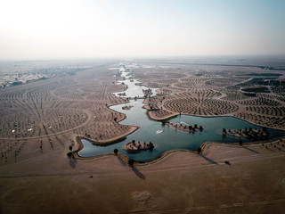 Dubai, Dubai / United Arab Emirates / 10 19 2019: Al Qudra Lakes in Dubai