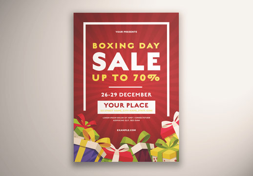 Boxing Day  Sale Flyer Layout with Presents