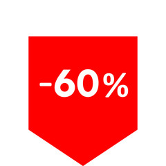 Sale - minus 60 percent - red tag isolated - vector