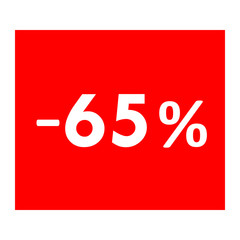 Sale - minus 65 percent - red tag isolated - vector