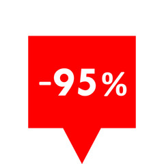 Sale - minus 95 percent - red tag isolated - vector