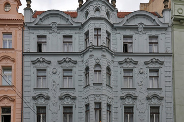 Facades of building in the center of Prague