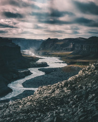 Beautful canyon at Dettifoss waterfall in Iceland