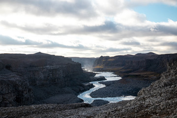 Beautful canyon at Dettifoss waterfall in Iceland